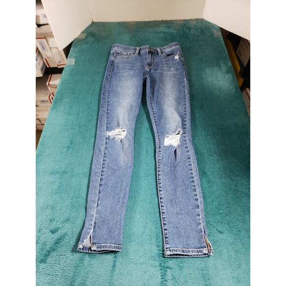 Lucky Brand Jeans Size 0 Womens Blue Stretch Pants Medium Mid Rise Ava Skinny - Picture 2 of 14